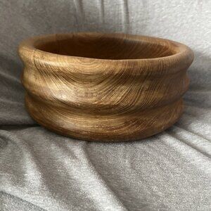 Vintage Large Ridged Teak Salad Serving bowl made in Denmark by Kalmar MCM